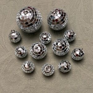 Party Decor Miniature Silver Mirrored Set of Disco Balls